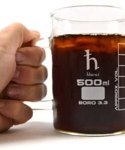 EISCO Premium Hand Crafted Beaker Mug, Thick Borosilicate 3.3 Glass, 16.9oz (500mL) Capacity - Large Size - Pint Glass or Coffee Mug Sized 11 81N1BL jViL
