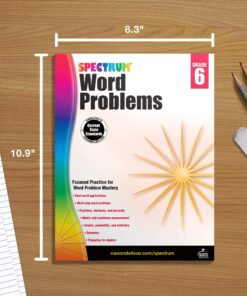 Spectrum 6th Grade Math Word Problems Workbook, Ages 11 to 12, Grade 6 Math Word Problems, Fractions, Decimals, Percents, Statistics, Algebra 1 Prep, and Geometry Workbook - 128 Pages 15 81N39rCanAL