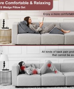 Homemate 6 PCS Orthopedic Bed Wedge Pillow Set,Post Surgery Foam Pillow for Neck, Back and Leg Pain Relief, Triangle Sit Up Pillow Adjustable- Anti Snoring, Heartburn, Acid Reflux & GERD Sleeping Grey 18 81N3gHBZtIL