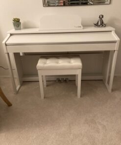 The ONE Digital Piano with Lighted-up Teaching Keys, Piano Keyboard 88 Keys with Hammer Action for Beginner/Professional, Full Size Weighted Keyboard with Piano Stand/3-Pedal Unit/APP, White PLAY 33 81N4YK74ueL