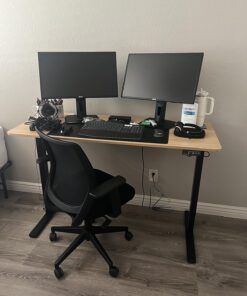 Furmax Electric Height Adjustable Standing Desk Large 55 x 24 Inches Sit Stand Up Desk Home Office Computer Desk Memory Preset with T-Shaped Metal Bracket, Maple 55 Inch 21 81N5elsUfGL