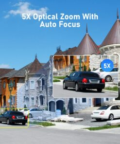 JideTech 5MP PTZ WiFi Camera Outdoor, 5X Optical Zoom Dome Camera with Human/Motion Detection, Auto Tracking, Wireless IP Camera with Mic/Audio, MicroSD (128GB), IR Night Vision, IP66 Weatherproof 41 81N63URzj9L