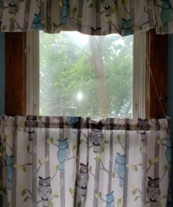 No. 918 Hoot Owl Print Semi-Sheer Rod Pocket Kitchen Curtain Valance, 56" x 14", Mocha Mocha Brown 56 in x 14 in 43 81N6N7oZElL