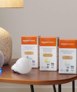 Amazon Basics - Smart A19 LED Light Bulb, 2.4 GHz Wi-Fi, 7.5W (Equivalent to 60W) 800LM, Works with Alexa Only, 1-Pack, Certified for Humans, Multicolor Color Changing 1 Pack 22 81N6rRbLt L