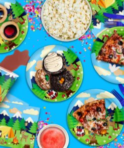 Alternative view of Camping Adventure Birthday Party Supplies Set Plates Napkins Cups Tableware Kit for 16