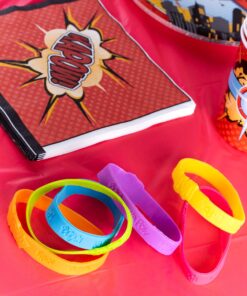 24 Assorted Superhero Comic Quotes & Sayings Colorful Rubber Jelly Bracelets for Children Birthdays, Party Favors, Kid's Goody Bags By Super Z Outlet 22 81N8Z5ALfHL 1
