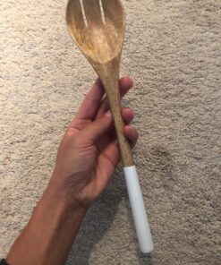 Folkulture Wooden Spoons for Cooking Set for Kitchen, Non Stick Cookware Tools or Utensils Includes Wooden Spoon, Spatula, Fork, Slotted Turner, Corner Spoon, Set of 5, 12 Inch, Acacia Wood (White) White 31 81N98Ie8lL