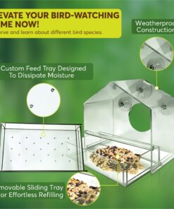 Nature Gear Window Bird Feeder - Refillable Sliding Tray - Weather Proof - Snow and Squirrel Resistant - Drains Rain Water - See Songbirds from Home! (House Style) (House Model) House 26 81NDMuOQnL