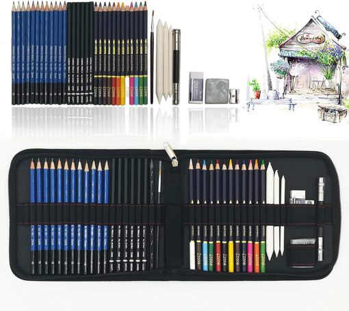 Sketch Pencils For Drawing,41 Piece Drawing Pencils,Colored Pencils Art Set with Drawing Tool in Pop Up Zipper Case, for Beginners, Kids or Any Aspiring Artist