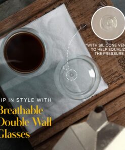 Alternative view of Kitchables Espresso Shot Glass, Durable Double Walled Espresso Cups, Clear Shot Glasses for Coffee Shots, Espresso Cups Set of 2, 2.7oz Tasas Transparente Para Café Bonitas 2.7oz Pack of 2