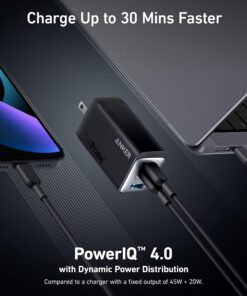Anker USB C Charger, Anker GaNPrime 65W, 3-Port Fast Compact Foldable Wall Charger for MacBook Pro/Air, iPad Pro, Galaxy S22/S21, HP Spectre, Note 20/10+, iPhone 14/Pro, Pixel, and More Phantom Black 46 81NFcqhfWL