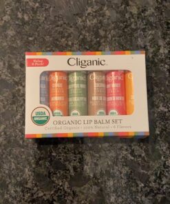 Cliganic USDA Organic Lip Balm Set - 6 Flavors - 100% Natural Moisturizer for Cracked & Dry Lips Variety 6 Count (Pack of 1) 46 81NGAigr3KL