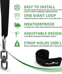 Easy Hang (4FT) Tree Swing Strap X1 - Holds 2200lbs. - Heavy Duty Carabiner - Bonus Spinner - Perfect for Tire and Saucer Swings - 100% Waterproof - Easy Picture Instructions - Carry Bag Included! 4 Feet Single 19 81NHuCUkrYL