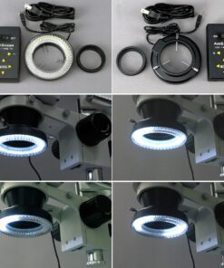 AmScope SM-4TZ-144A Professional Trinocular Stereo Zoom Microscope, WH10x Eyepieces, 3.5X-90X Magnification, 0.7X-4.5X Zoom Objective, Four-Zone LED Ring Light, Double-Arm Boom Stand, 110V-240V, Includes 0.5X and 2.0X Barlow Lens 9 81NII23DZTL