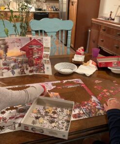 Buffalo Games - Charles Wysocki - Whistle Stop Christmas - 500 Piece Jigsaw Puzzle Red, Violet, Green, 21.25"L X 15"W 25 81NKIEhh90L