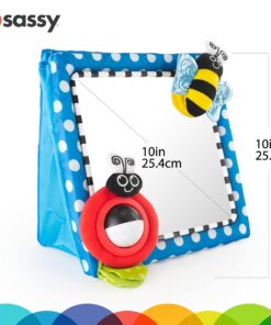 Sassy Tummy Time Floor Mirror | Developmental Baby Toy | Newborn Essential for Tummy Time | Great Shower Gift, Blue, 10 Inch (Pack of 1) 22 81NKuemVBYL
