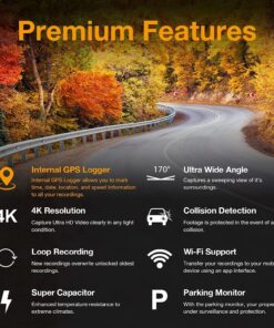 Alternative view of Rexing V1GW-4K Ultra HD Car Dash Cam w/Built-in GPS Logger, 2.4" LCD Screen,Wi-Fi,170° Wide Angle Dashboard Camera Recorder with G-Sensor, WDR, Loop Recording, Supercapacitor, Mobile App, up to 256GB