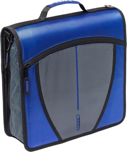 Case It 169802 Case-it Mighty Zip Tab 3-Inch 3-Ring Zipper Binder Blue (D-146 BLUE) Single