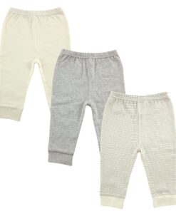 Luvable Friends Baby Boys' Cotton Pants 3-6 Months Neutral Gray Stripe