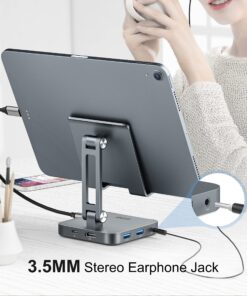 BYEASY USB C Hub with Stand, 7 in 1 Docking Station with 4K 30HZ HDMI, 3.5mm Audio Jack, 60W PD Charging, 2 x USB 3.0, SD/TF Card Reader, for iPad Pro 2021-2018/Macbook Pro 2017-2019 22 81NQK1MlLIL