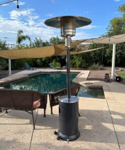 EAST OAK 50,000 BTU Patio Heater with Sand Box, Table Design, Double-Layer Stainless Steel Burner, Wheels, Triple Protection System, Outdoor Heater for Home and Residential, 2023 Upgrade, Black 50 81NQzQm2iBL