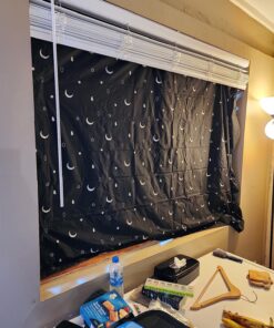 Amazon Basics Portable Travel Window Blackout Curtain Shades with Suction Cups-Black, 1-Pack, 78 by 50 inches - 1 Pack, Moon and Stars 31 81NSW9ZJAoL