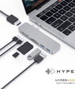 HyperDrive USB C Hub, Hyper Duo 7-in-2 USB C Adapter - MacBook Pro Adapter with Magnetic Grip, 4K HDMI, USB-C 40Gbps 100W PD, 3.1 USB-A, MicroSD/SD - Space Gray 35 81NUrdYJIuL