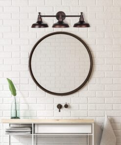 Design House 520320 Kimball Industrial Farmhouse 3-Light Indoor Bathroom Vanity Light with Metal Shades for Over the Mirror, Coffee Bronze 32 81NXZLe8fL