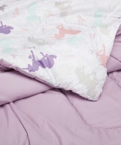 Amazon Basics Kid's Easy Care Microfiber Bed-in-a-Bag 7-Piece Bedding Set, Full/Queen, Purple Unicorns, Solid & Printed 25 81NZMc6OIsL
