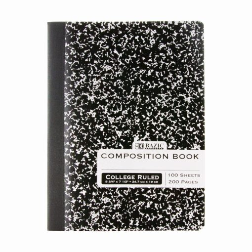 BAZIC PRODUCTS C/R 100 Ct. Black Marble Composition Book (Case of 48) Black,white 48-Pack