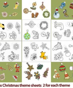 Warckon 24Pcs Christmas Shrink Plastic Kit Include 12Pcs Pre-Printed Christmas Shrinky Plastic Paper and 12Pcs Blank Shrinky Plastic Sheets for Halloween Kids Creative Craft 8 81NfRW20eOL