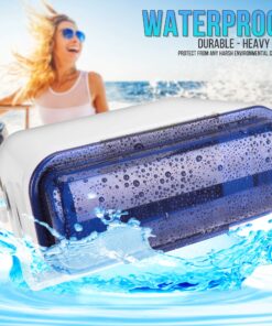 Pyle Durable Universal Marine Stereo Cover - Water Resistant Boat Radio Protector Shield with Flip-up Door & Neoprene Gasket - Compatible with Dual Shaft & DIN Style Stereos - Pyle PLMRCW3 10 81NfY0zCOcL