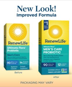 Renew Life Men's Care Probiotic Capsules, Supports Mens Digestive, Colon, Immune and Respiratory Health, L. Rhamnosus GG, Dairy, Soy and gluten-free, 90 Billion CFU, 30 Count Men's 90 Billion CFU 30 Count (Pack of 1) 14 81NgCcgx6L 1