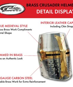 Szco Supplies 14” Decorative Barrel Brass Helm Crusader Helmet (910902) 18 81Nh5OM7ZQS