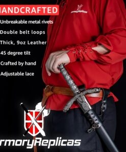 Armory Replicas - Premium Leather Sword Holster - Medieval Inspired Handcreafted Costume LARP Weapon Frog Accessory Right Black 13 81NjU3Xx3vL