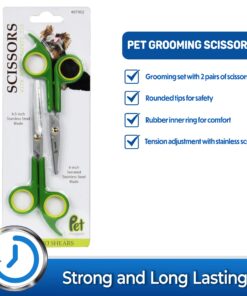 PET MAGASIN Japanese Stainless Steel Grooming Scissors (2) for Facial Hair and Larger for Body Trimming with Round Tip Grooming Sets 26 81NksFN4C2L
