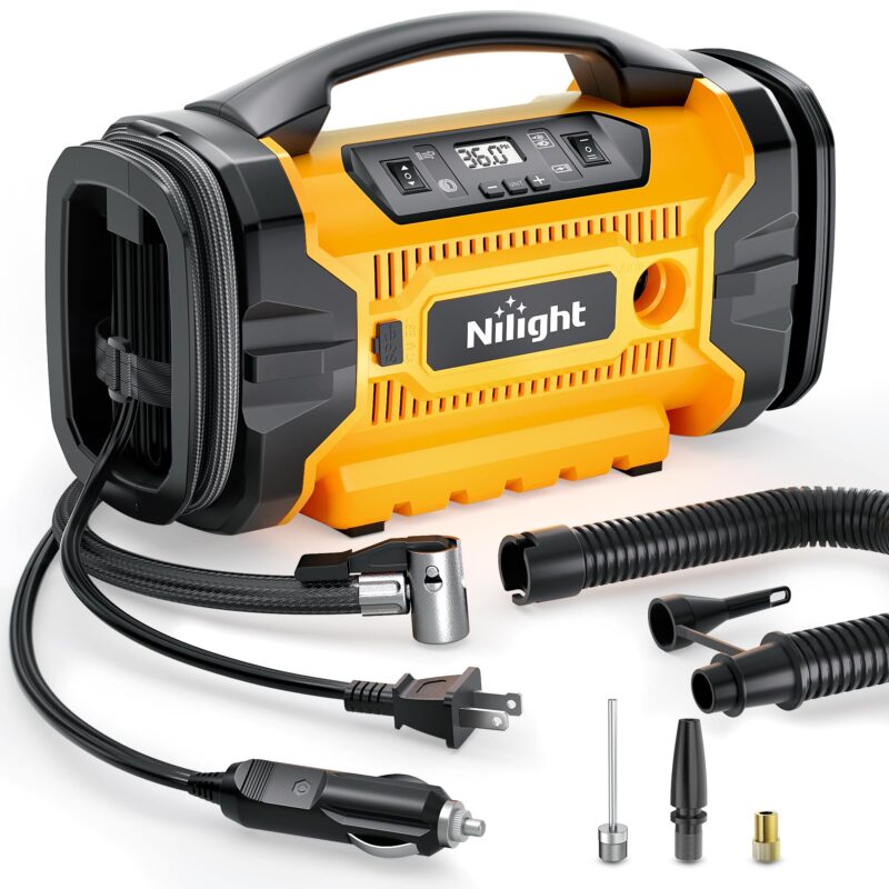 Catalog 3 Nilight Portable Air Compressor Tire Inflator AC/DC Dual Power Sources Tire Pump 160PSI Dual Motors Fast Inflate Auto Shutoff Air Pump for Cars & Inflatables Inflation/Deflation, 2 Years Warranty Ac/Dc Air Compressor Pump