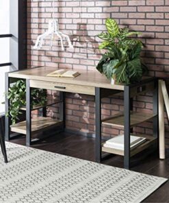 Alternative view of Walker Edison Industrial Wood Computer Writing Desk 4 Storage Shelves and Gaming Gamer Command Center Workstation Desk Home Office, 60 Inch, Driftwood