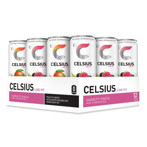 CELSIUS Fitness Drink Non-Carbonated 2-Flavor Variety Pack, Zero Sugar, 12oz. Slim Can, 12 Pack Non-Carbonated Pack #1 12 Fl Oz (Pack of 12)