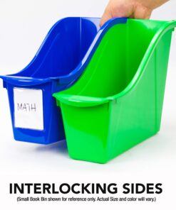 Storex Large Book Bin, Interlocking Plastic Organizer for Home, Office and Classroom, Black, 6-Pack (70109C06C) 12 81NmtuIoqL