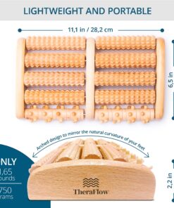 TheraFlow Foot Massager - Relaxation Gifts for Women, Mom, Runners, Men, Dad - Plantar Fasciitis Relief - Foot Roller for Foot Pain, Neuropathy, Heel Spur Pain, Stress Relief, Wooden Reflexology Tools Single Reflexology 22 81NogTUkl9S