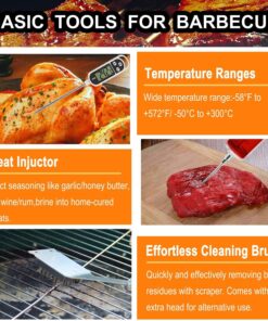 grilljoy 24PCS BBQ Grill Tools Set with Meat Thermometer and Injector - Extra Thick Stainless Steel Spatula, Fork& Tongs - Complete BBQ Accessories in Aluminum Case - Perfect Grill Gifts for Men SILVER 13 81Noqmn9lhL