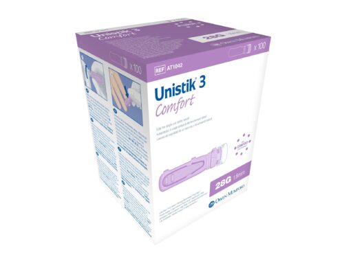 Owen Mumford Unistik 3 Safety Lancets (28G), 100 Count