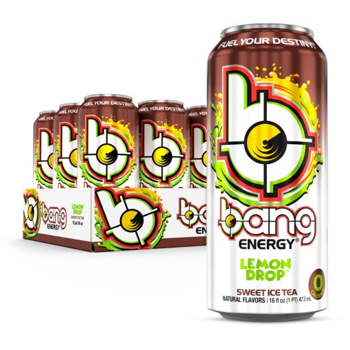 Bang Energy Lemon Drop Sweet Tea, Sugar-Free Energy Drink, 16 Ounces (Pack of 12) 16 Fl Oz (Pack of 12)