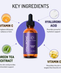Eve Hansen Hyaluronic Acid Serum for Face (2 oz) | Hydrating Face Serum with Vitamin C + E, Wrinkle Filler, Moisturizer, and Natural Plumper | Cruelty Free, Vegan Anti Aging Serum 2 Fl Oz (Pack of 1) 27 81NqDDou2L