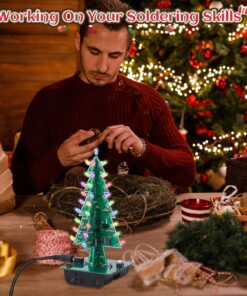 Christmas Tree Soldering Project, Icstation 3D Xmas Tree Soldering Kit with LED Flashing Lights Soldering Practice 7 Colors DIY Electronic Assemble Kit for Learning Teaching STEM Educational Multicolored 38 81NrJe6gn2L