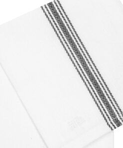 Alternative view of COTTON CRAFT - Scandia Stripe 12 Pack - Pure Cotton - Professional Commercial Restaurant Grade Kitchen Dish Tea Towel Cloth Napkins - Low Lint Sturdy Weave - Reusable - 16x28-30 Ounces - Charcoal White - Charcoal