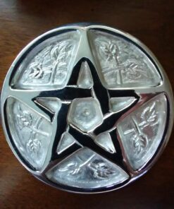 New Age Imports, Inc. - Pentagram Altar Tile Solid Brass with Silver Plating 3-Inches Diameter. 26 81NtucRw20L