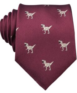 Barry.Wang Fun Animal Ties for Men Designer Handkerchief Cufflink WOVEN Casual Necktie Set A Burgundy Dinasour 22 81Nuog348qL