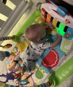 Fisher-Price Baby Playmat Deluxe Kick & Play Piano Gym & Maracas with Smart Stages Learning Content,5 Linkable Toys & 2 Soft Rattles (Amazon Exclusive) Kick N Play Green + Maracas 53 81NupvxLq2L 1